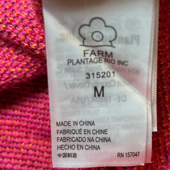 Farm Rio Vibrant Floral Cable Knit Sweater Pink Botanical Print Size Medium - Picture 11 of 13